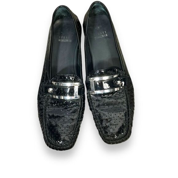 Stuart Weitzman Patent Leather Crocodile Loafers - Picture 2 of 5
